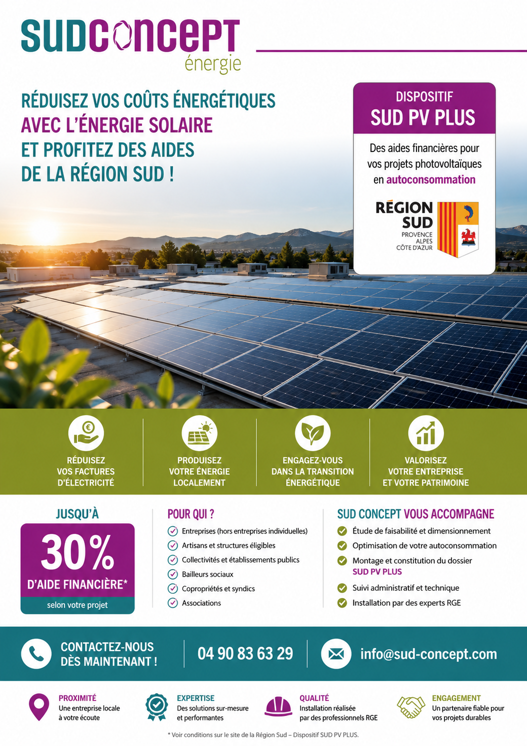 Image principale des Entreprises, artisans, collectivités : la Région Sud peut soutenir vos projets photovoltaïques en autoconsommation